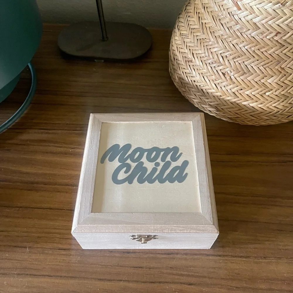New custom made moon child 6” wood trinket box wooden